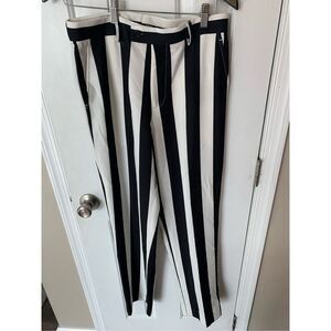 Beetlejuice Black and White Straight Leg Pants with Bold Stripes size 30